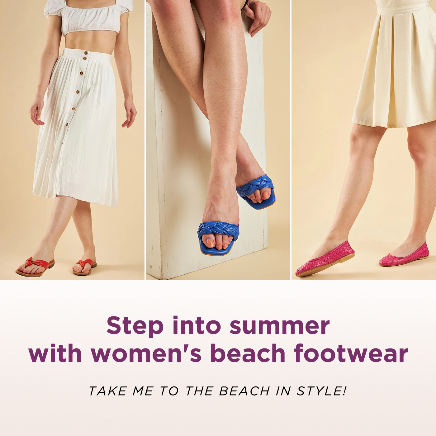 Step into Summer with Women s Beach Footwear Take Me to the Beach in Peach Flores
