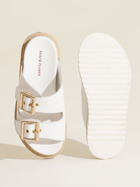 Swan Leather Slides