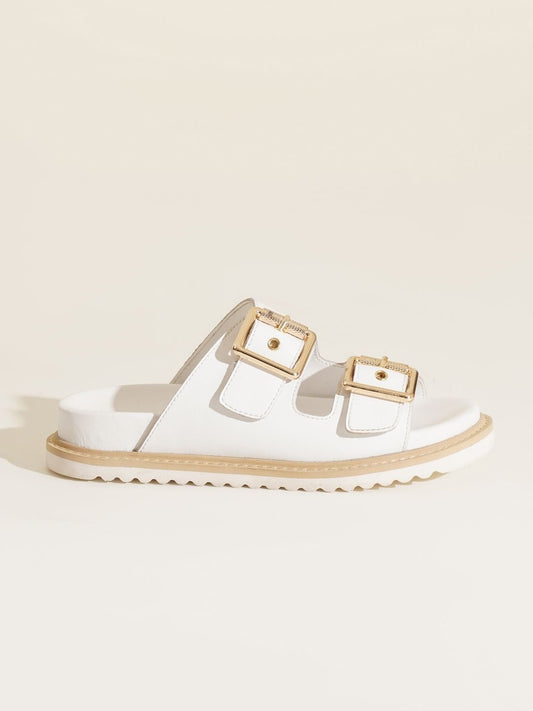 Swan Leather Slides