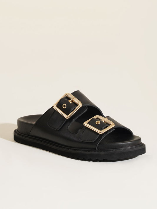 Swan Leather Slides