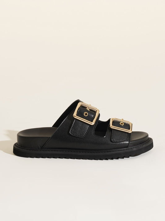 Swan Leather Slides
