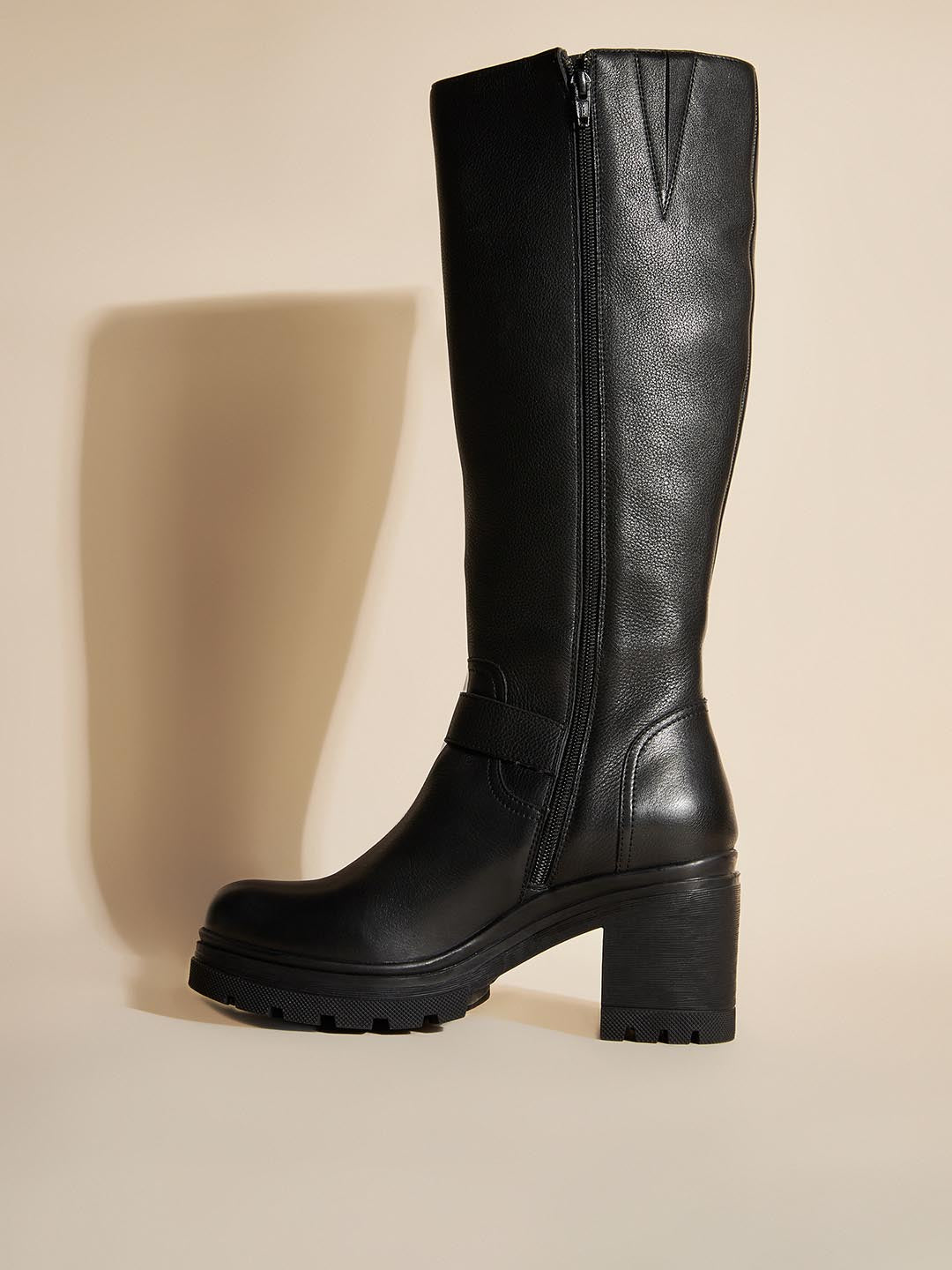 Gianna Leather Boots – Peach Flores